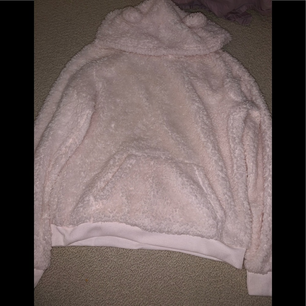 Fuzzy Cream colored teddy bear hoodie❤️